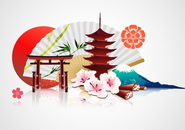 vector illustration of abstract styled decorative traditional japanese background