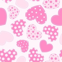 seamless pattern with applique hearts. vector background.