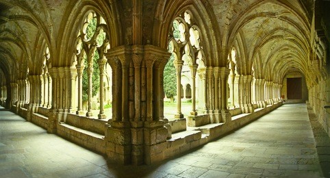 the royal abbey of santa maria de poblet, spain, unesco world heritage site - this cistercian abbey in catalonia is one of the largest in spain. at its centre is a 12th-century church.