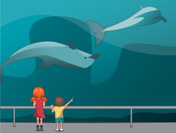children in the oceanarium