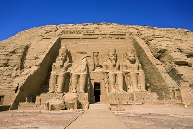 egypt. abu simbel temple of rameses ii (the great temple) situated on the western bank of lake nasser. the abu simbel temples is part of the unesco world heritage site since 1979