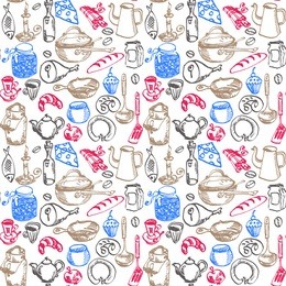 seamless kitchen stuff pattern