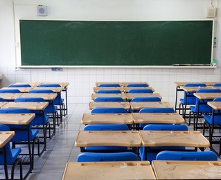 classroom and chalkboard