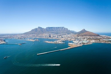 aerial view of cape town and table mountain, south africa