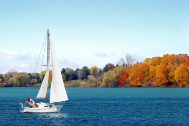 canadian sailboat in the autumn