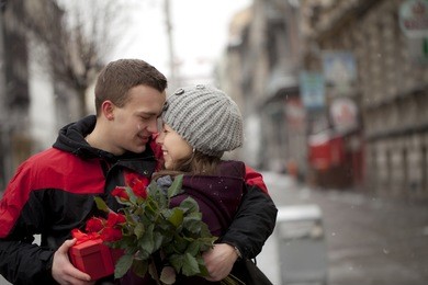 a man dating with his girlfriend. katowice, poland, europe