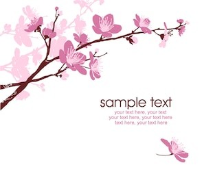 card with stylized cherry blossom and text