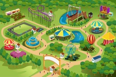 a vector illustration of a map of an amusement park