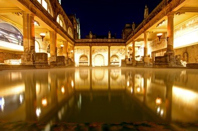 old roman baths at bath, england, built on the site of the godess aquae suilis