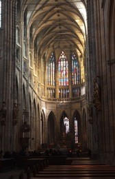 interior of saint vitus cathedral  in prague,   czech republic