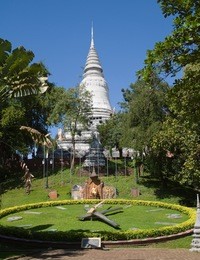 the park suuounding wat phnom in phnom penh, the temple that gave the cambodian capital its name.