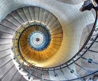 upside view of a spiral staircase