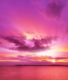 majestic sunset over the sea. vertical composition.