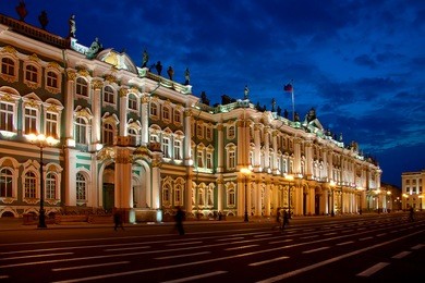 building of hermitage in saint - petersbugr, russia. former winter palace of romanov dynasty
