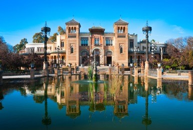 museum of popular arts, mudejar pavilion located in the maria luisa park in seville, andalucia, spain