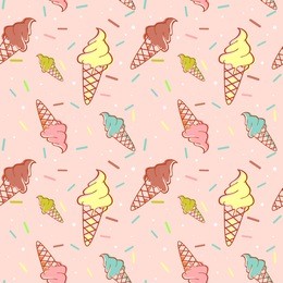 colorful melting ice-cream seamless pattern confetti