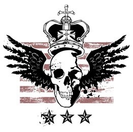 winged skull crown stripes
