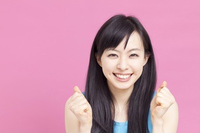 happy beautiful woman cheering