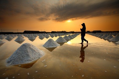 salt fields, phetchaburi, thailand