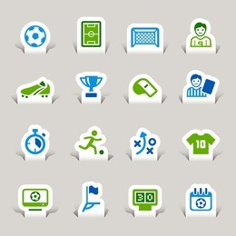 paper cut - soccer icons
