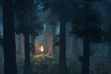 lost woman in the deep forest