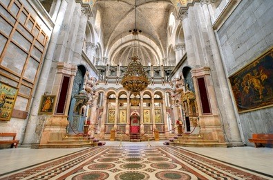 the catholicon is the church at the center of the church of the holy sepulchre in jerusalem, israel.