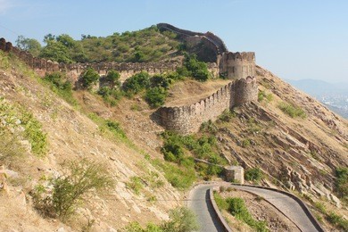 nahagarh fort overlooking the pink city of jaipur in the indian state of rajasthan