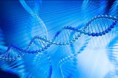 3d model of dna on a blue background