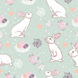 rabbit easter seamless pattern