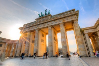 brandenburg gate at sunset