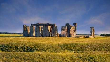 panoramic view of stonehenge, megalithic monument in england