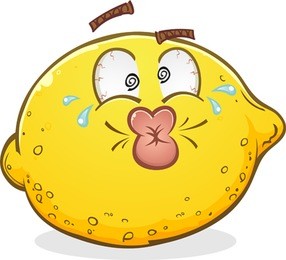 sour pucker face lemon cartoon character