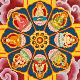 chinese style painting art on temple wall