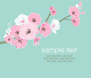 vector card with stylized cherry blossom and text