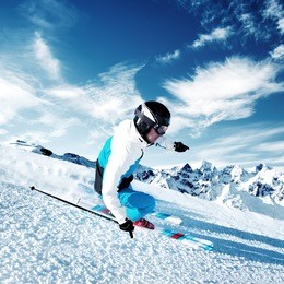skier in mountains