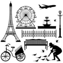 paris street park eiffel tower ferris wheel