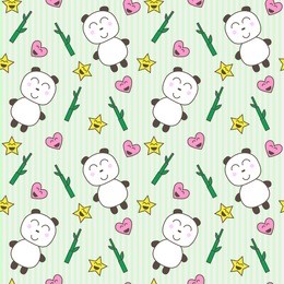 kawaii background with cute pandas
