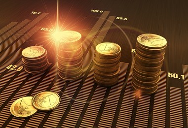 financial business chart and coins