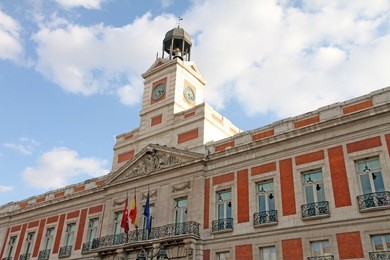 puerta del sol square, madrid city, spain