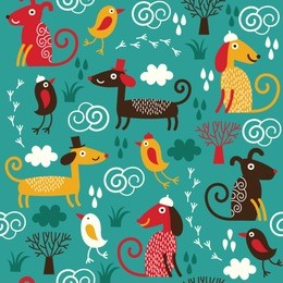 seamless pattern with cute dogs