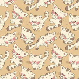 seamless pattern -funny cartoon kitten.