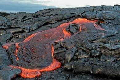 lava flow at hawaii volcano national park