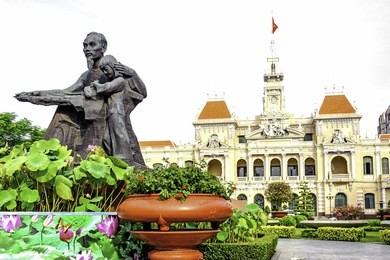 ho chi minh city hall in ho chi minh city, vietnam. it is known as ho chi minh city people's committee head office and was built in 1902-1908.