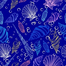 sea shell seamless pattern, beautiful vector illustration