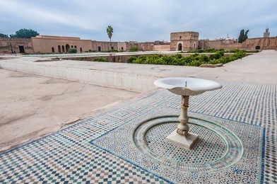 el badi palace main yard at marrakech, morocco