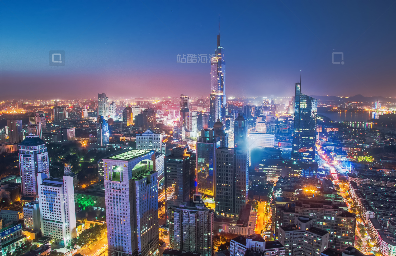 南京地标城市夜景图
