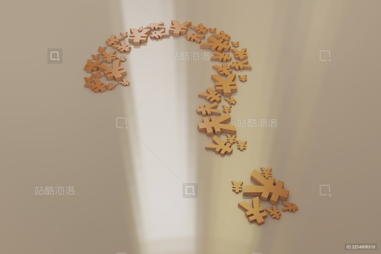 人民币符号组成的问号