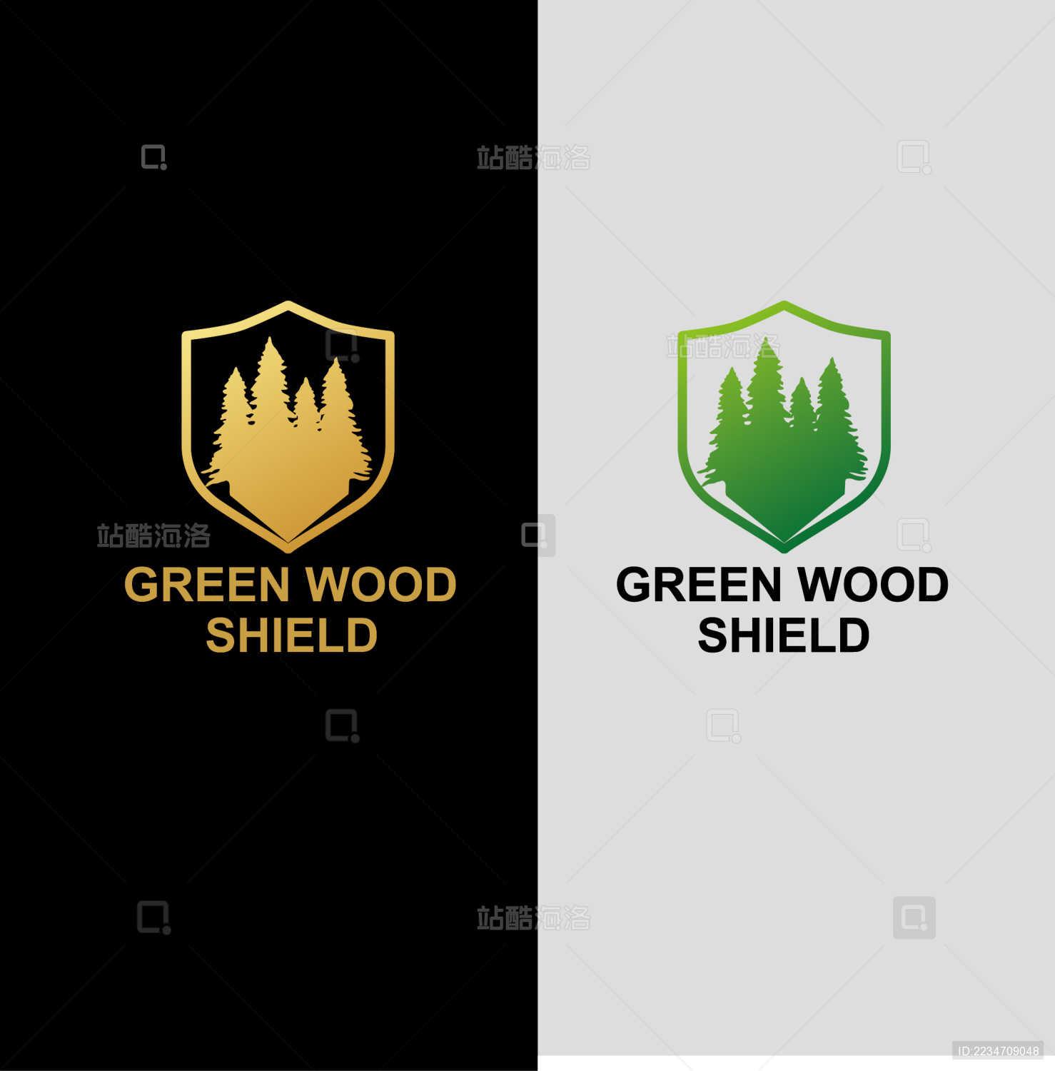 绿色环保 森林盾牌 木业标志矢量素材