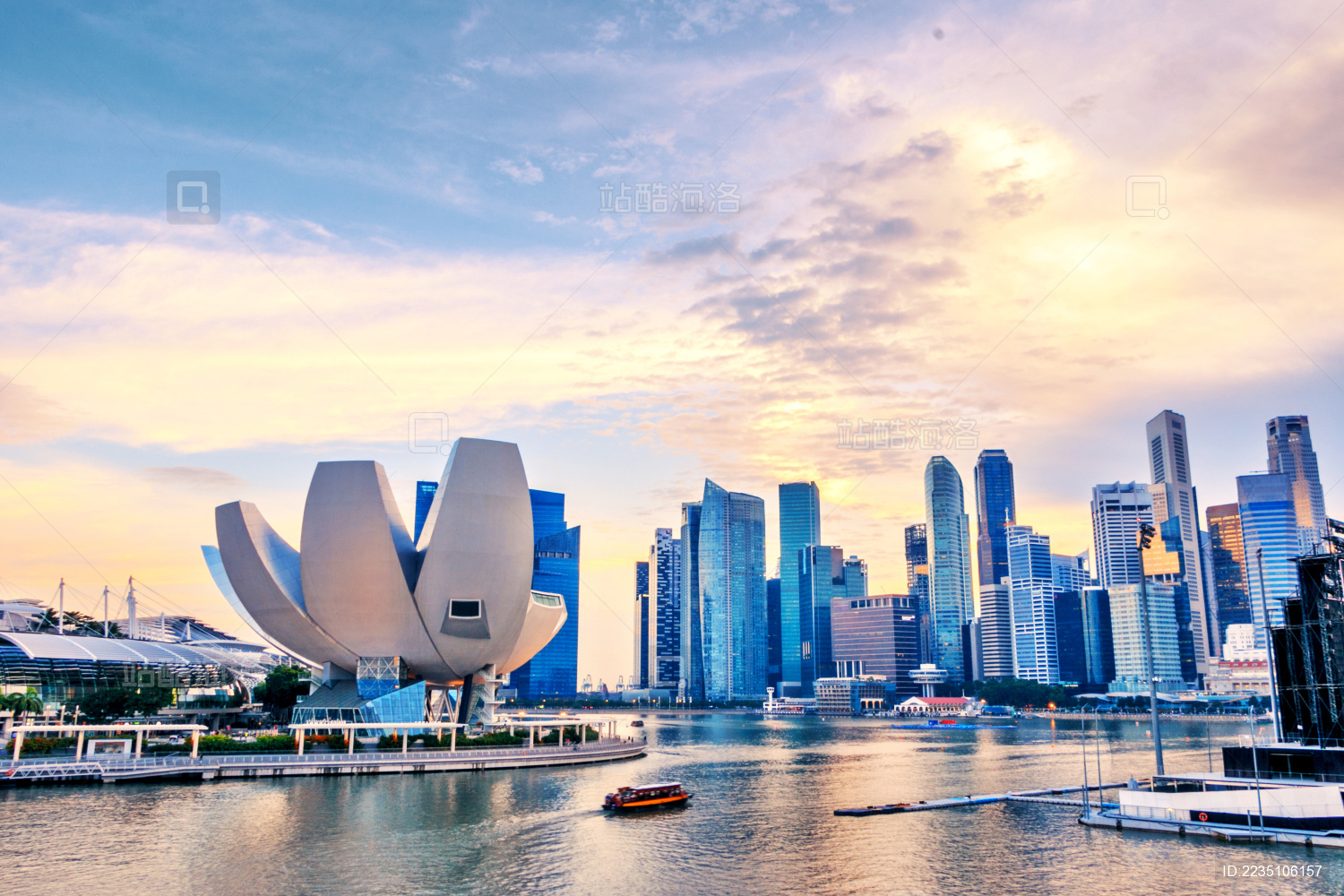 modern office buildings in midtown of singapore in cloud sky