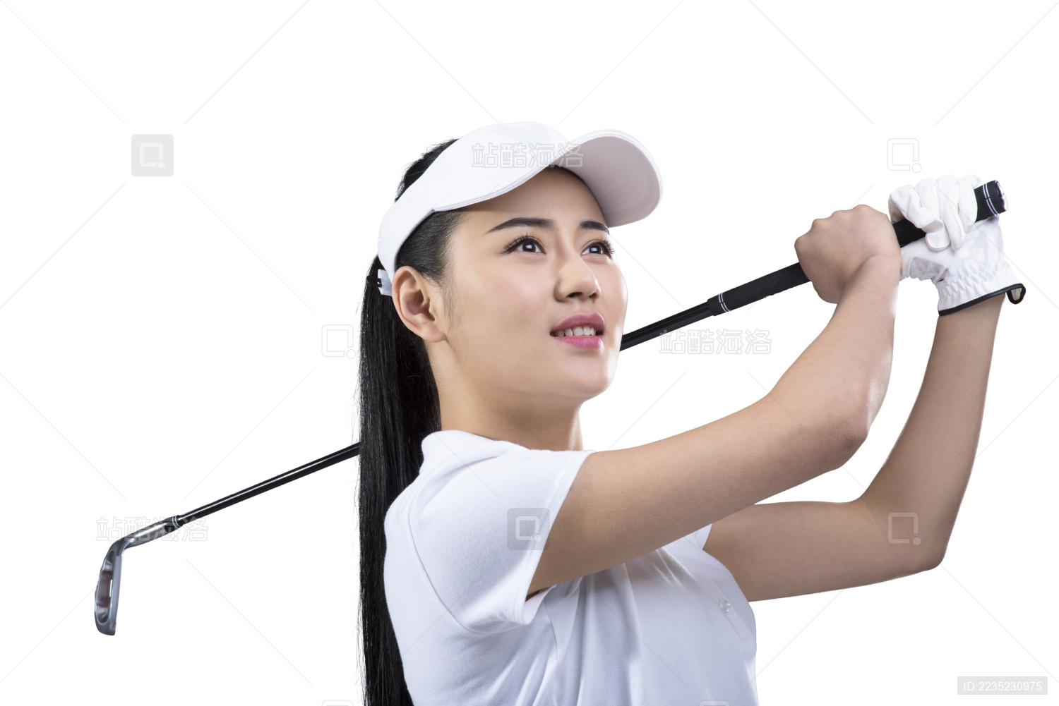 年轻女子打高尔夫-蓝牛仔影像-中国原创广告影像素材